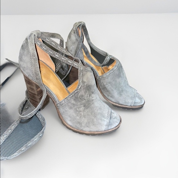 Frye Suzie Pickstitch Lug Heel Grigio Gray Suede Size 7 - Picture 7 of 12